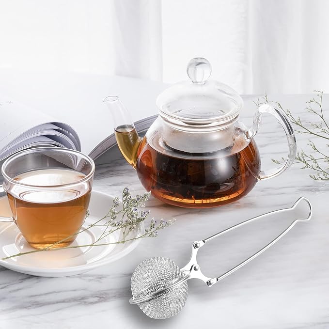 Snap Ball Tea Strainer, Exptolii 6 Pack Stainless Steel Tea Infuser Filter with Handle for Loose Leaf Tea, Spices, Seasonings