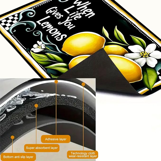 HOMETITUTE Lemons Stove Top Cover 28x20 Diatomite Heat Resistant Mat