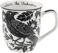 Karma Gifts 14 oz Black and White Boho Mug Raven - Cute Coffee and Tea Mug - Ceramic Coffee Mugs for Women and Men