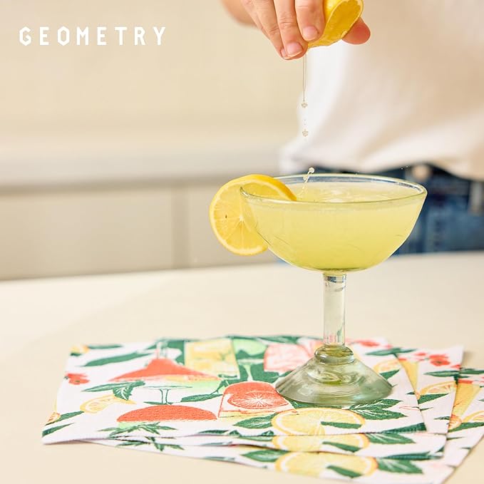 GEOMETRY Dishcloth – Spring & Summer Collection – Quick-Dry, Ultra-Absorbent, Reusable Microfiber Kitchen Towels for Drying & Cleaning - Summer Refreshments - 3-Pieces
