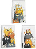 3 Pcs Cute Cat Kitchen Towels, Funny Cats Gifts Absorbent Hand Towels-05 | Cat Dish Cloths for Drying Dishes, Cats Waffle Dish Towels for Kitchen Home Bathroom Decor, Cat Lover Gifts for Women Mom