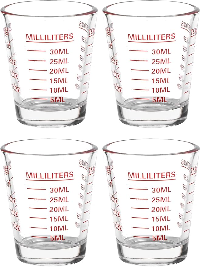 Shot Glass Measuring Cup | Non Fading Set of 4 | Bar Bartender Accessories, Jigger for Bartending