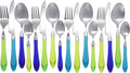Gypsy Color Sea Green & Blue Mix & Match Stainless Steel Flatware Collection, Set of 16