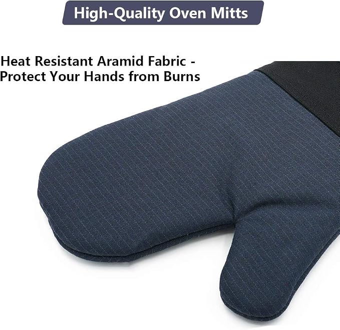 Yutat Oven Gloves, Oven Mitts Heat Resistant 550 Degrees - Made with Quilted Lining and Soft Cotton Lining, Protect Your Hand Professionally During Baking,BBQ and Cooking - 1 Pair 14 Inch Navy