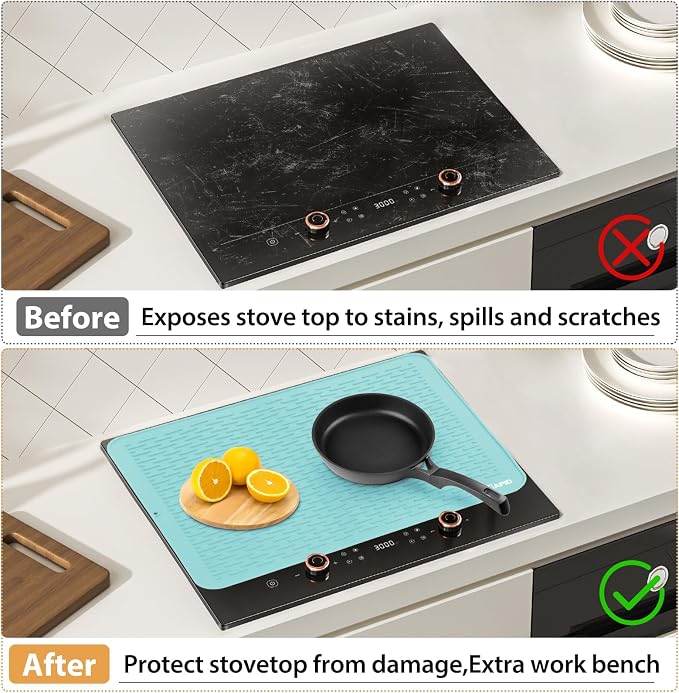 Extra Large 30”x24” Silicone Dish Drying Mat for Dish Rack Kitchen Counter | Easy Clean Silicone Drying Mat for Kitchen Counter, Non-Slip Dish Drain Mat, Heat Resistant Silicon Dish Mat Mint Green SAPID