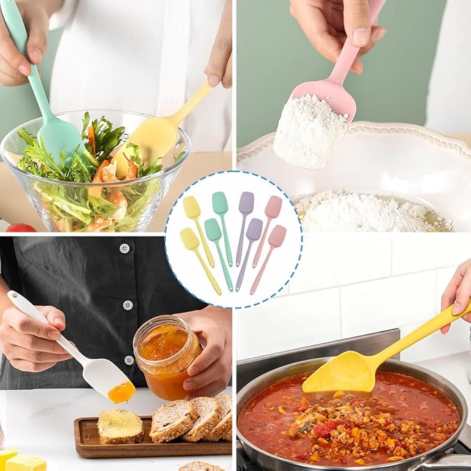8 PCS,8.2Inch Silicone Spatulas Rubber Spatula Small Spatula Baking Mini Spatula Mixing Tool for Nonstick Cookware (8Pcs 4 Colors)