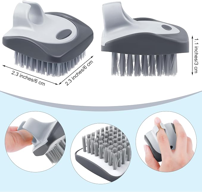 Aodaer 2 Pieces Vegetable Brush Potato Scrubber Brush Silicone Hard and Soft Side Fruit Cleaning Tools for Delicate or Tough-Skinned Vegetables, Dark Gary