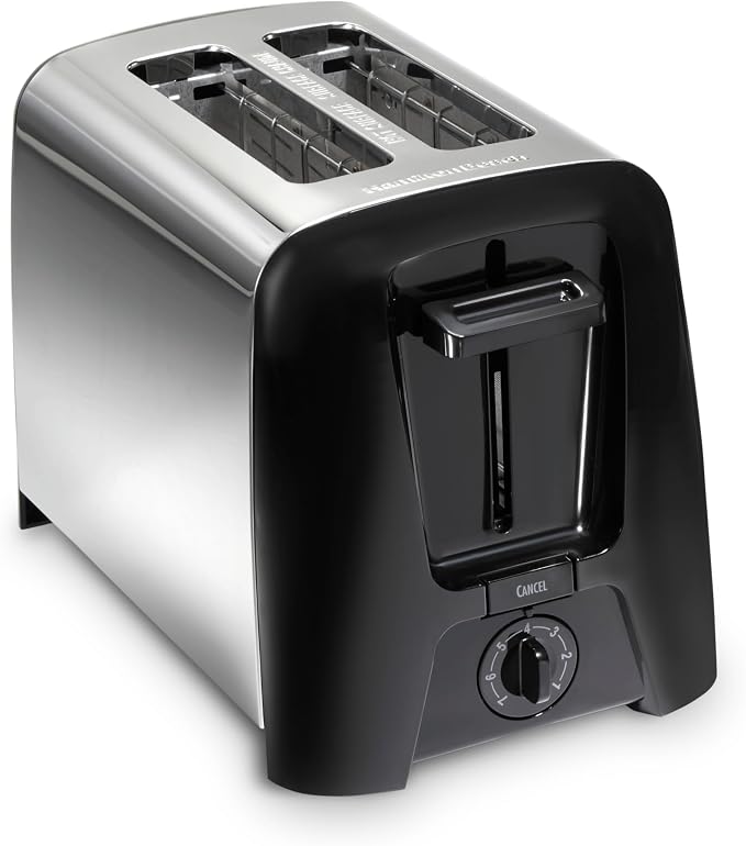 Hamilton Beach 2 Slice Toaster with Extra Wide Slots, Shade Selector, Auto-Shutoff, Cancel Button and Toast Boost, Black