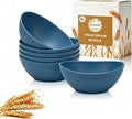 26oz Wheat Straw Bowls Sets of 6, Unbreakable & Stackable Ramen Bowl, Microwave & Dishwasher Safe Dinner Bowls for Rice, Salad, Noodle, Fruit, Kitchen Bowls for Restaurant, RV, Party - Blue