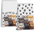 Jztco 2 Pcs Funny Cat Kitchen Towels, Cute Cat Gifts Reusable Hand Towels | Cat Dish Cloths for Drying Dishes, Cats Waffle Dish Towels for Kitchen Bathroom Decor, Cat Lover Gifts for Women Grandma Mom