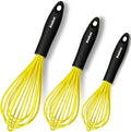 Anaeat Silicone Whisk, Thick Stainless Steel Wire Inner Heat Resistant - Kitchen Whisks for Non-Stick Cookware, Balloon Egg Beater for Whisking, Blending, Beating, Frothing & Stirring (Yellow)