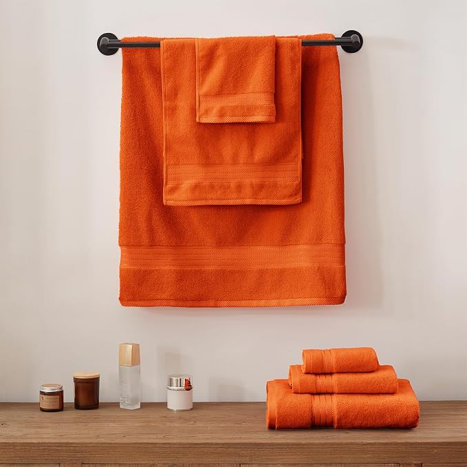 COZYART Luxury Hand Towels 4 PCS, Burnt Orange 100% Turkish Cotton | OEKO-Tex 100 Certified Zero Twist Ring Spun, Soft Absorbent Quick Dry, Plush Fluffy, Breathable Hotel Quality for Daily Use