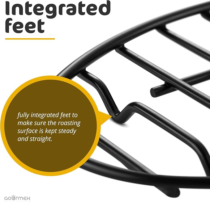 Black, Oval Oven Roasting Rack with Integrated Feet | Ideal for Cooking, Baking, Roasting, Cooling and Grilling | Non-Stick Coating, PTFE Free | Oven and Dishwasher Safe Rack (6 x 9")
