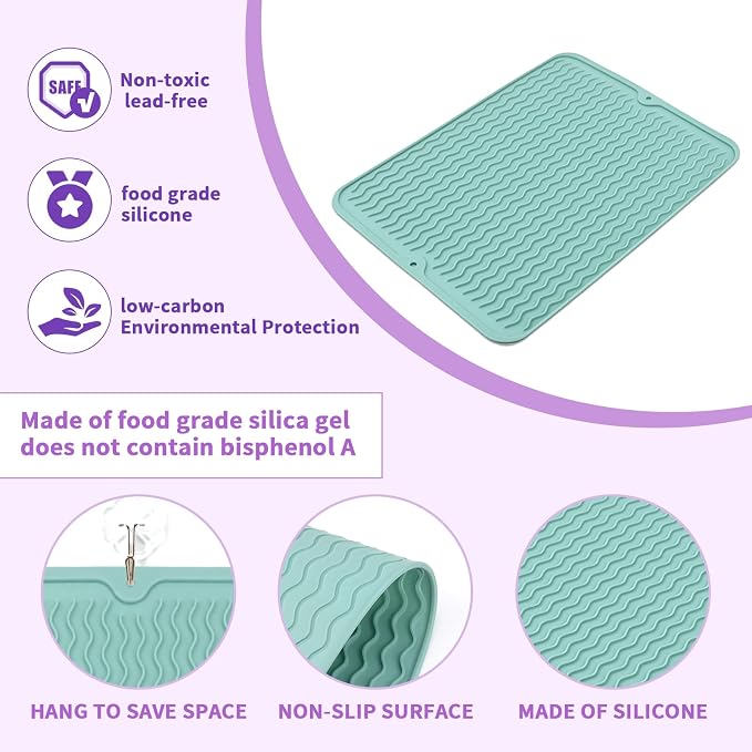 Oversize Silicone Heat Resistant Mat, Heat Mat with for Curling Iron, Travel Cover Cushion for Curling Irons, Hair Bands and Styling Tools(15.7" X 11.8") (Pink)