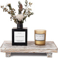 Wood Bathroom Tray Farmhouse Decor Kitchen Soap Holder, 9"x6" Retrowhite | Waterproof, Lightweight, Easy Clean, Small Wooden Riser Pedestal Stand Accessories for Office Desk, Vanity, Counter, Sink