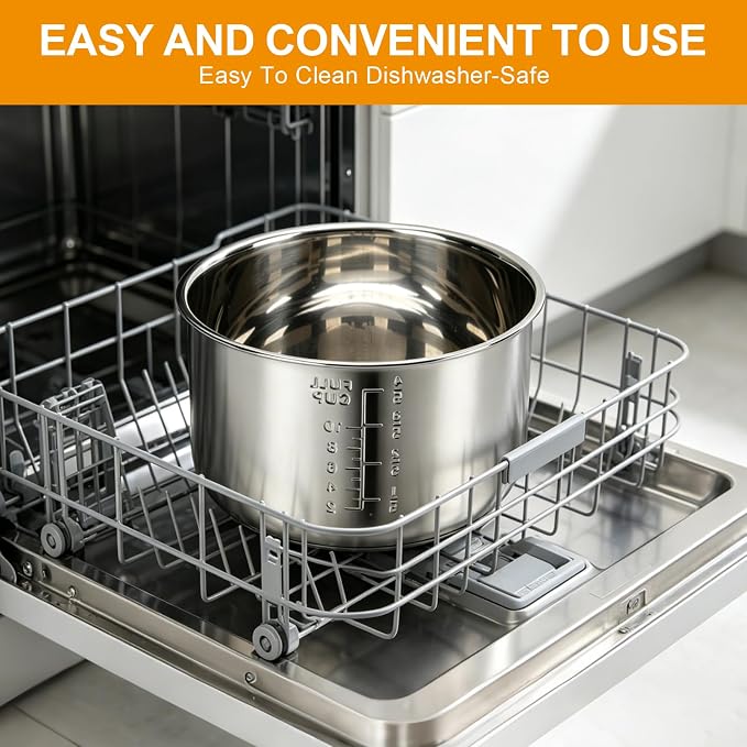 Rice Cooker Replacement Pot Compatible with Aroma ARC-1020SB & ARC-1120SBL | 5L/20-Cup Stainless Steel Rice Cooker Bowl, Dishwasher Safe Inner Pot with Even Heating for Rice,Soup & Meal Prep