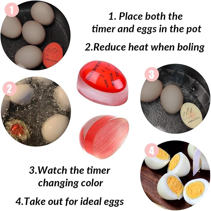 Lasubst Egg Timer for Boiling Eggs that Changes Color When Done, Classic