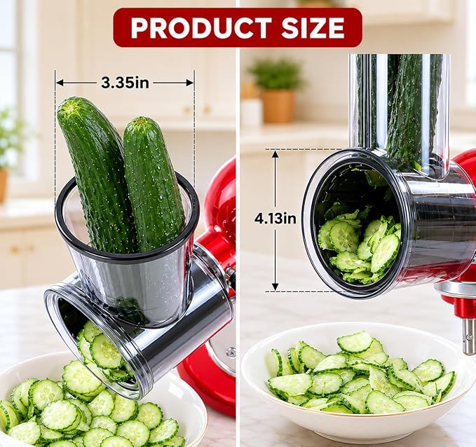 5-Blade For KitchenAid Shredder Attachment Fit Kitchenaid Mixer All Models | Large Feed Chute Cheese Grater, 304 Stainless Steel Blades, Vegetable Shredder, Kitchen Aid Accessories and Attachments