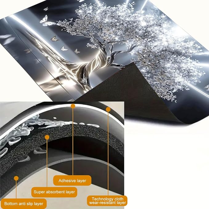 HOMETITUTE Silver Tree Stove Top Cover 28x20 Tree of Life Diatomite Mat