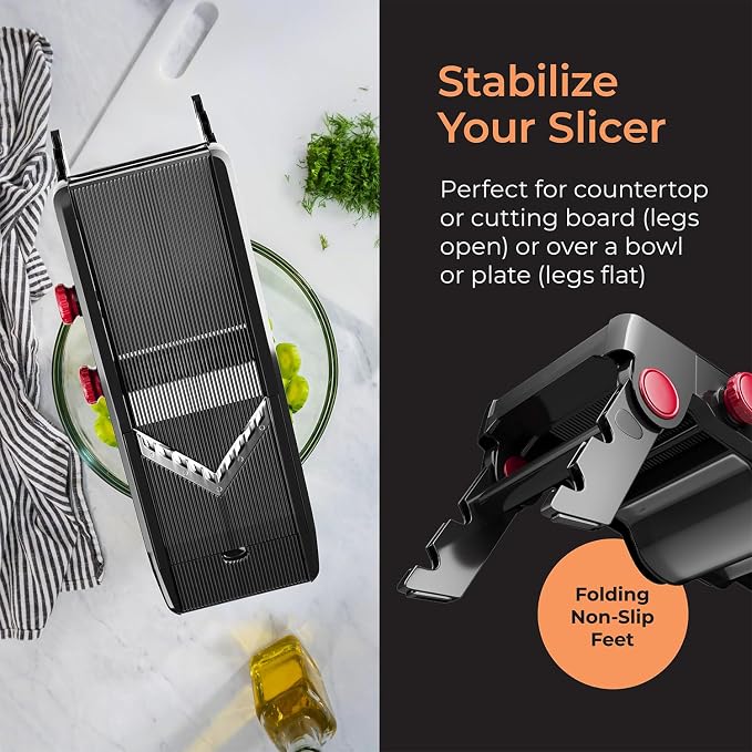 Mueller Austria Mandoline Slicer for Kitchen, Adjustable Vegetable Chopper, Fruit, Cheese Grater, Potato Chips Slicer - Black