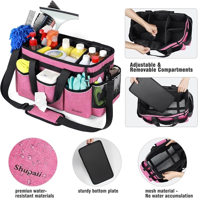 Wearable Cleaning Caddy Bag, Cleaning Caddy Supplies Organizer with Handles for Cleaners & Housekeeper, Under Sink & Car Cleaning Tool Organizers Bag