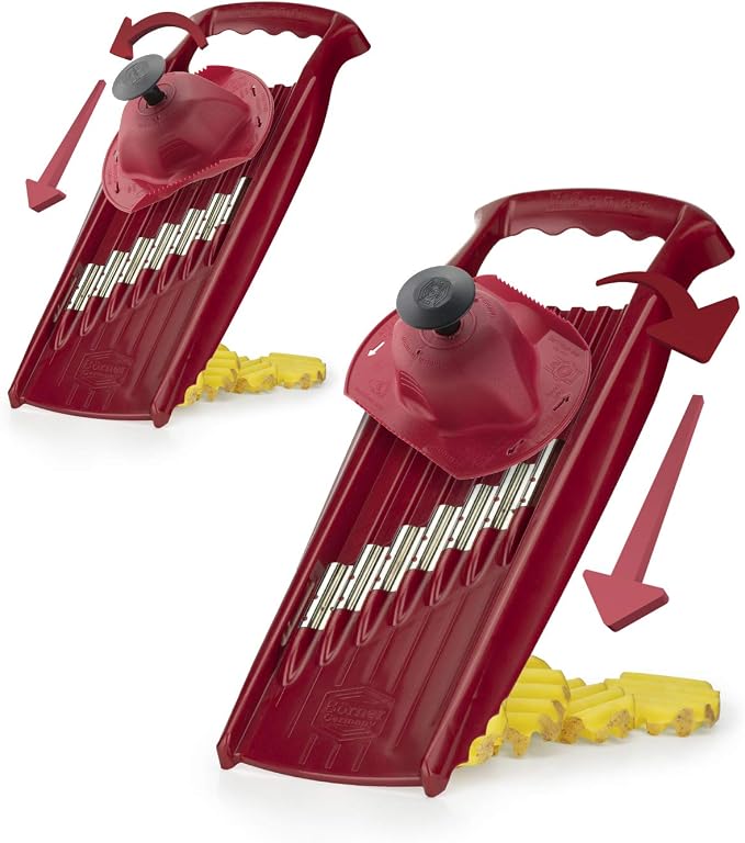 Börner Onda Waffle XXL PowerLine Vegetable Slicer (Red) • Wave Slicer for Vegetables • Wave/Waffle Cutter • Vegetable Cutter for Grilled Potatoes