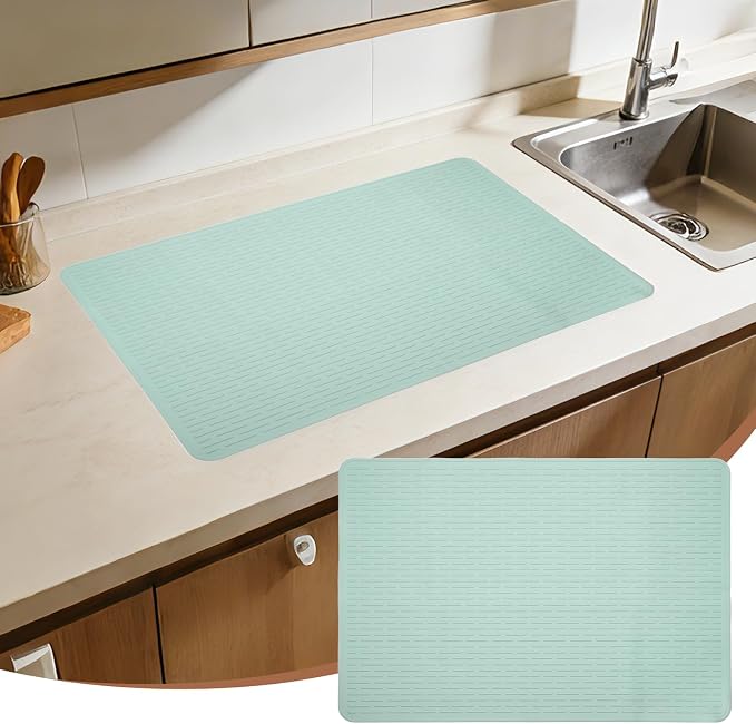PATIKIL 30 x 21 Inch Stove Top Cover for Electric Stove, 1Pcs Silicone Stripe Mat for Glass Top Cover Non-Slip Glass Cooktop Protector for Kitchen Oven Dish Drying Mat, Light Green