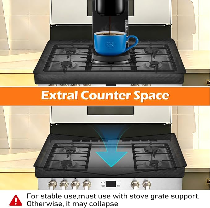 Gas Stove Covers For Gas Stove Top,with Built-in Hard Board,24"x20" | Outer fiberglass Stove top covers for gas burners keep clean,extra countertop space gas stove top cover,Foldable,Waterproof