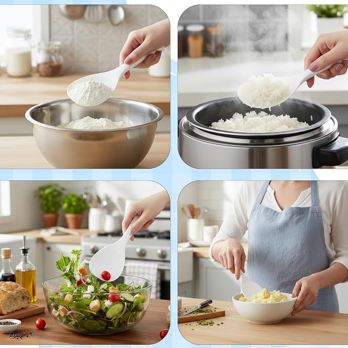 5 Pack Plastic Rice Measuring Cups, 160 ml Measuring Cup for Rice Cooker, Rice Cup Replacement, Heat Resistant Non Stick, with 2 Pack Rice Paddle Rice, Kitchen Supplies, Dog Cat Food Measuring
