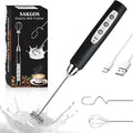 Milk Frother Wand Rechargeable Handheld Electric Whisk 3 Speed Adjustable | Coffee Frother Wand with 3 Stainless Whisks Electric Foam Maker Drink Mixer Blender for Latte Cappuccino Matcha Egg