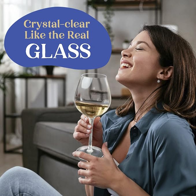 crayline Plastic Wine Glasses Set of 4(15oz) | 100% Tritan & BPA Free | Unbreakable Wine Glasses with Stem | Dishwasher Safe | Perfect For Pool, Patio, Camping, Outdoor Parties, Everyday Use.