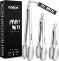 Metal Tongs For Cooking Up To 600°F Kitchen Tongs 3PCS - 9", 12 inch | Heat Resistant 600 Degree, All Stainless Steel Food Tongs,Non-Slip handle, Salad, Grilling, bbq, Dishwasher safe
