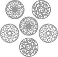 Silicone Trivets Mats for Hot Pots and Pans, Multi Purpose Trivets Mat -Heat Resistant Silicone Trivet Intricately Carved Hot Pads Set of 6 (C: Style 1-Light Grey)