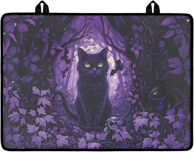 Dark Cat Stove Top Covers for Electric Stove, Fashion Cute Stove Top Cover Protector, Heat Resistant Silicone Stove Mat, Wear Resistant Range Ceramic Gas Burners Mat Halloween Decor