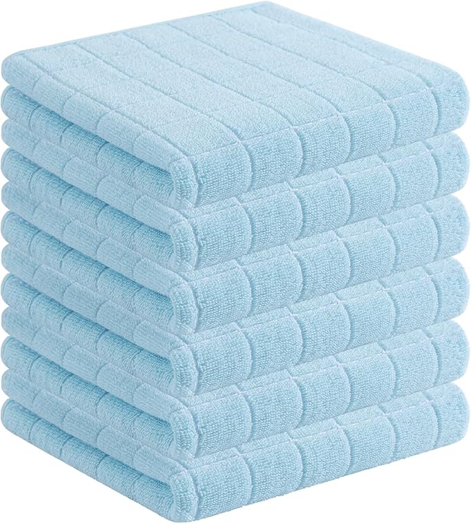 Homaxy 100% Cotton Terry Kitchen Towels, 6 Pack, Sky Blue | Ultra Soft and Absorbent Dish Towels for Kitchen, Suitable for Drying and Washing Dishes