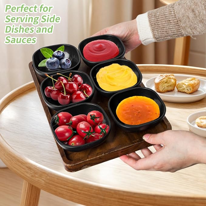 SHECIPIN 12 Pack Unbreakable Dipping Bowls, 4.5 OZ Soy Sauce Dishes，dipping sauce cups，small bowls for dips