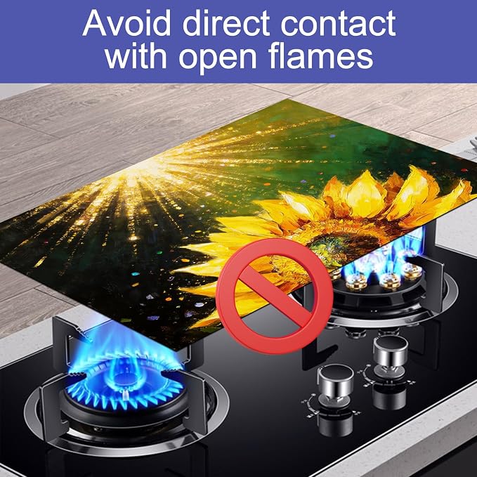HOMETITUTE Spring Stove Top Cover 28x20 Sunflower Inspirational Art Heat Resistant