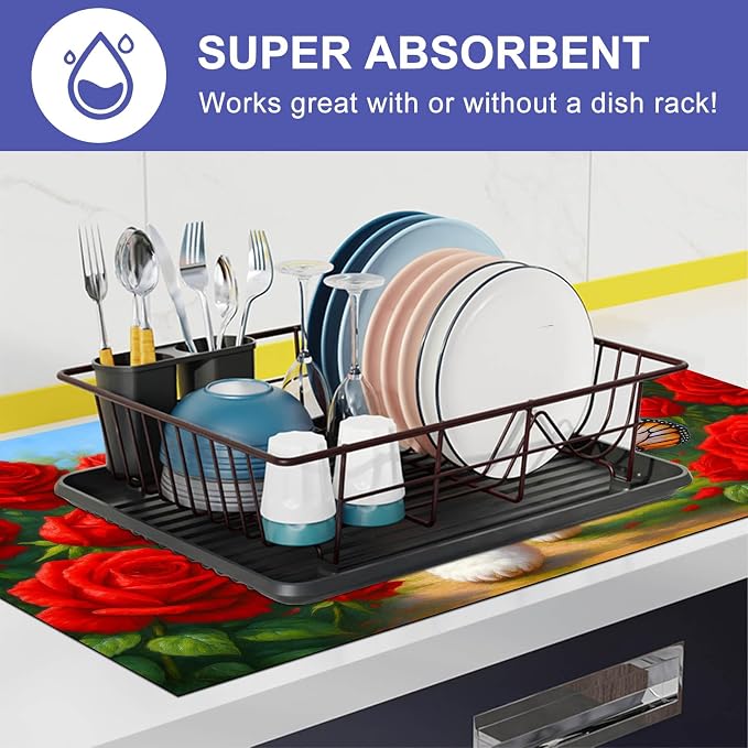 HOMETITUTE Rose Puppy Stove Top Cover 28x20 Heat Resistant Diatomite Mat