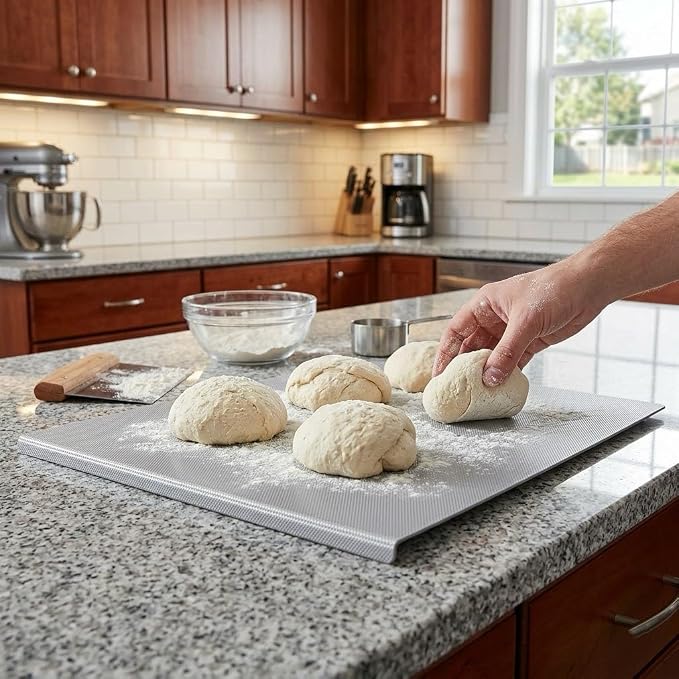 Stainless Steel Cutting Board, 19.6"L x 15.7"W | Heavy Duty, Metal with Lip & Non-slip Pad, Scratch Resistant Surface, Easy To Clean