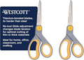 Westcott 8” Titanium Bonded Scissors with Adjustable Glide and Soft Handle, 2-Pack- Durable Multipurpose Scissors for Office, Home, and School Use, Sharp Precision Blades for Everyday Cutting