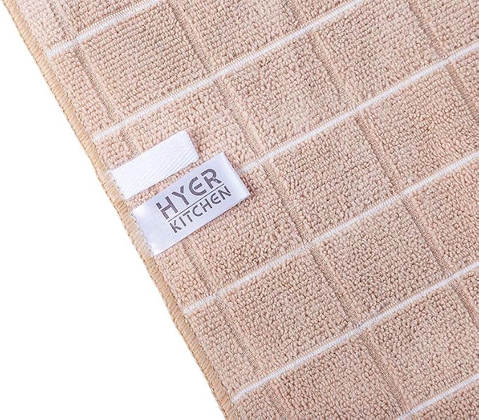 Microfiber Dish Towels - Soft, Super Absorbent and Lint Free Kitchen Towels - 8 Pack (Lattice Designed Camel Colors) - 26 x 18 Inch (Camel)