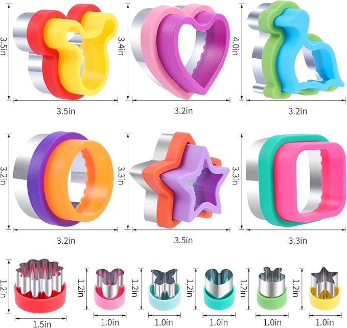12 Pcs Sandwich Cutter and Sealer Set, Bread Decruster Pancake Maker DIY Cookie Cutters Vegetable Cutter Shapes for Kids, Ideal for School Lunch Boxes and Bento Boxes Boys Girls