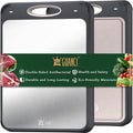 Stainless Steel Cutting Board for Kitchen, Non Toxic 2-in-1 Double Sided Design, 304 Food Grade Stainless Steel & Wheat Straw PP, Durable Chopping Board for Meat & Vegetables, 14×9.6 Inch
