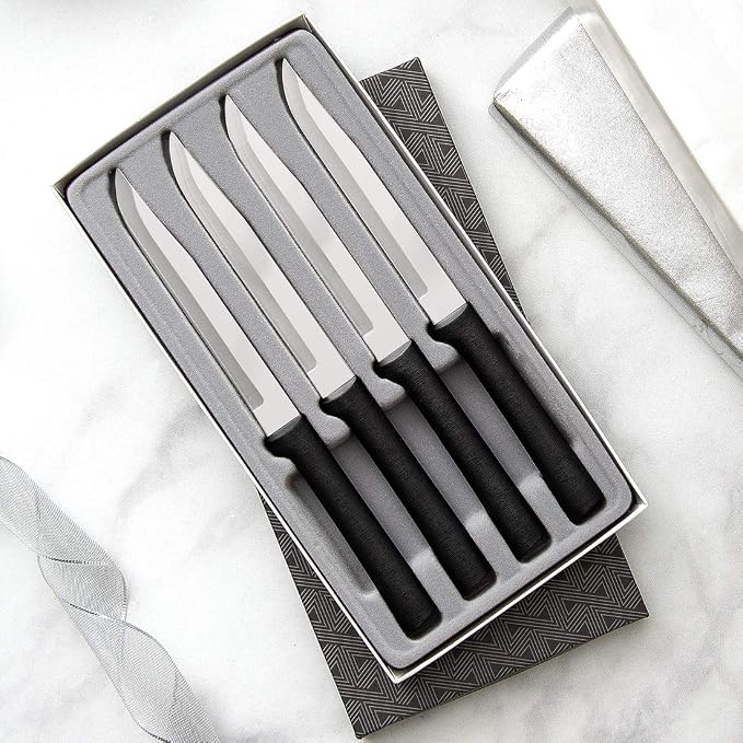 RADA Cutlery Four Utility/Steak Knives Gift Set (G255), Black | 4-Piece Knife Set , Stainless Steel Blade, Resin Handle