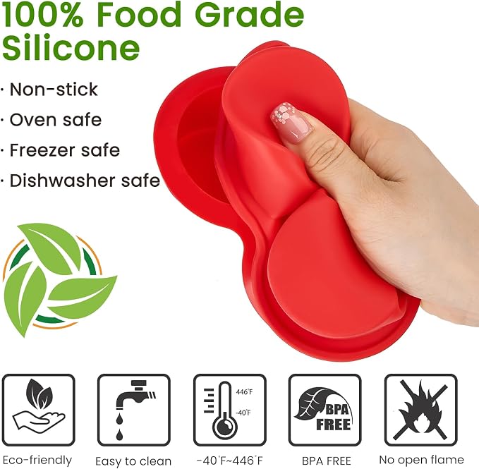 JOERSH Air Fryer Egg Mold, 2 Pack, 4 Cups | Silicone Air Fryer Baking Pan, Non Stick, For Egg Bites, Cupcakes, Muffins, Tart, Frittata, Quiche