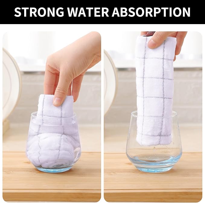 Homaxy 100% Cotton Terry Kitchen Towels, 8 Pack, White | Ultra Soft and Absorbent Dish Towels for Kitchen, Suitable for Drying and Washing Dishes
