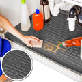 XTREME MATS Waterproof Undersink Mat (Grey 37" 1/4 x 22 1/4) Cabinet Base Liner for Kitchen & Laundry Cabinets Catches Leaks Prevents Damage Flexible Sink Driptray