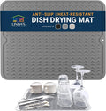 Silicone Dish Drying Mat for Kitchen Counter - Multi-Use 16 x 12 Inch Pad, Non-Slip & Heat-Resistant, Perfect Dish Drainer Mat by Linda’s Essentials, Ideal Kitchen Accessory (Gray)