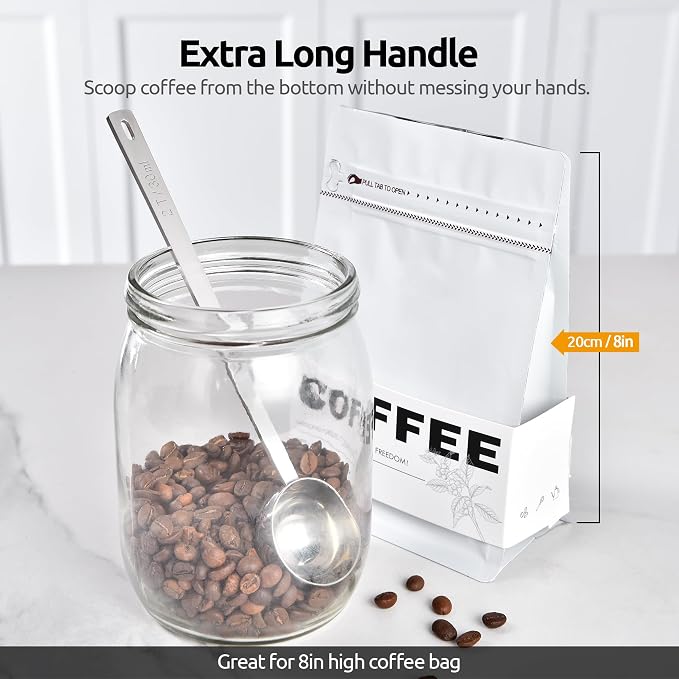 U-Taste Coffee Scoop 2 Tablespoon: 18/8 Stainless Steel Measuring Scooper for Ground Coffee, Bean, Powder, Espresso, 6.9in Long Handle Metal Meaure Spoon for Canister, Jar (2Tbsp/30ml, Silver) | 18/8 Stainless Steel Tablespoon Scoop, Long Metal Coffee ...