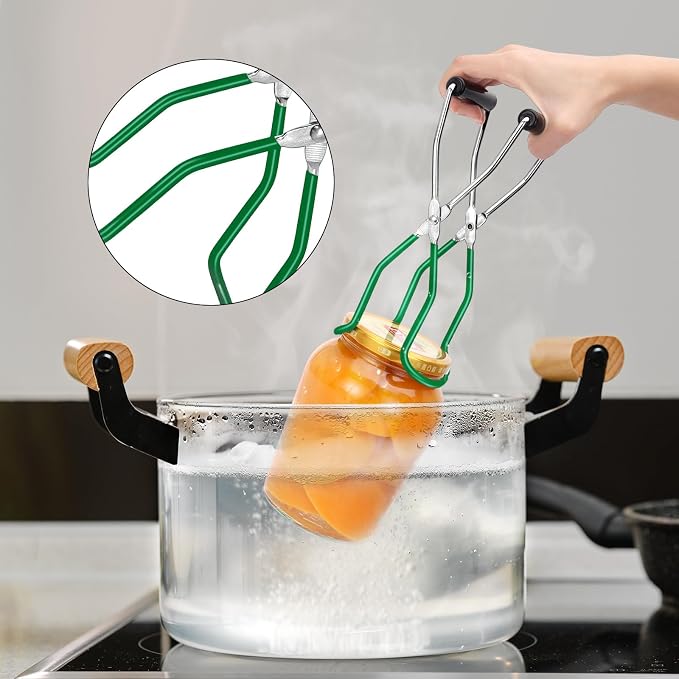 Canning Jar Lifter Tongs, Stainless Steel Jar Lifter with Rubber Grips, Canning Tools, Canning Supplies for Home Kitchen, Darkgreen